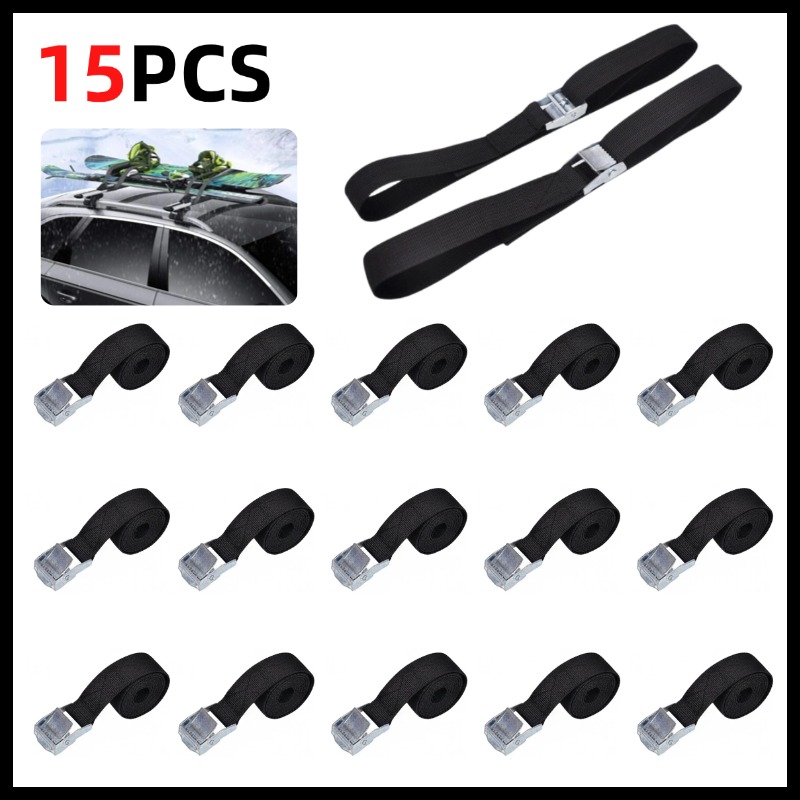 Motorcycle Gear Bag - 10PCS 40cm Black Buckle Tie-Down Belt