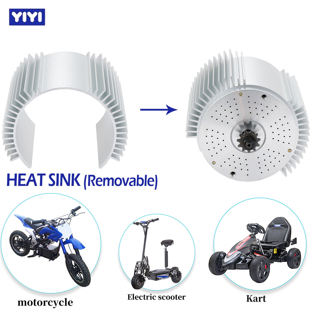 72V 3000W Motor with Heat Sink - Motorcycle Gear Hub review and price